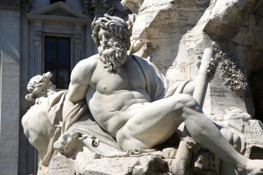 Roma, İtalya 'da Piazza del Popolo ve Flaminio Obelisk
