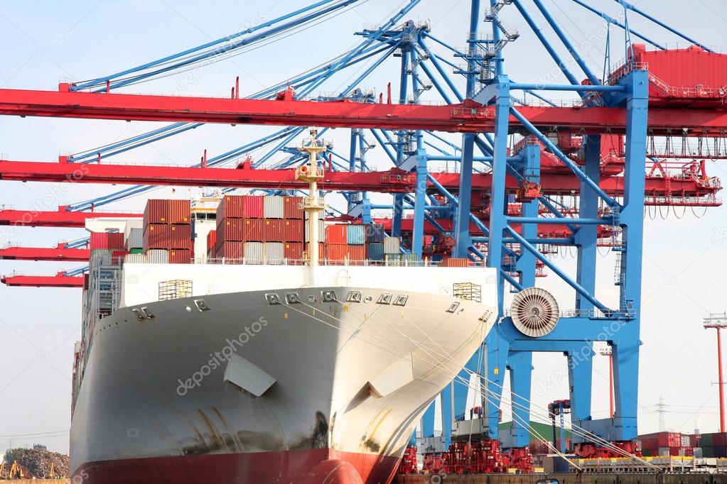 Port of Hamburg on the river Elbe, the largest port in Germany