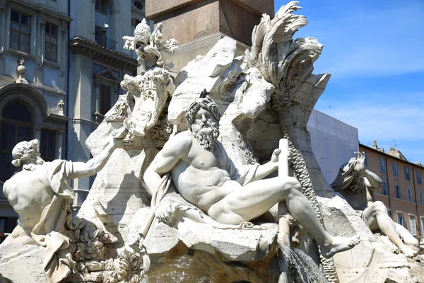 Zeus fontanna w Berniniego, Piazza Navona w Rzym, Włochy — Zdjęcie stockowe
