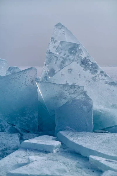 Блоки Льда Озере Капчагай Казахстан — стоковое фото