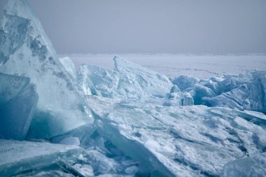The blocks of ice at Lake Kapchagai, Kazakhstan clipart