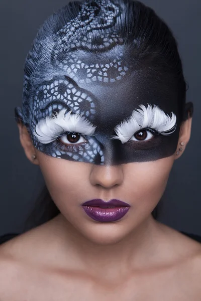 Asiatische Schönheit und weiße Wimpern — Stockfoto