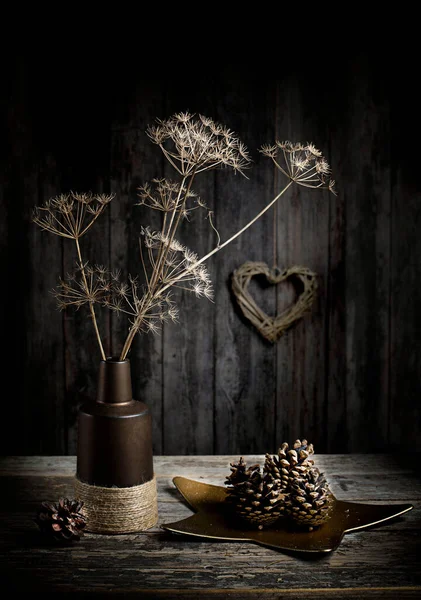 Composizione Del Vaso Con Bouquet Fiori Secchi — Foto Stock