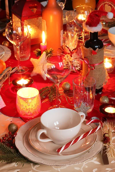 Table de Noël décorée — Photo