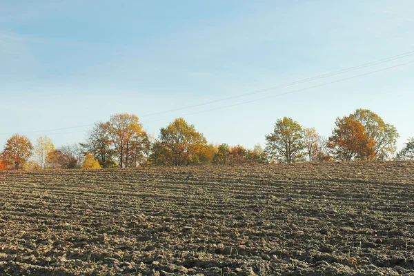 Rural landscape of cultivated fields and sky in autumn — Stock Photo, Image