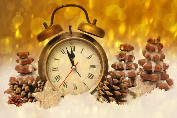 Zegar nowy rok przed północą — Zdjęcie stockowe