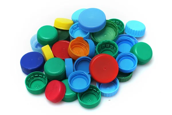 Bouchons de bouteilles en plastique recyclé — Photo