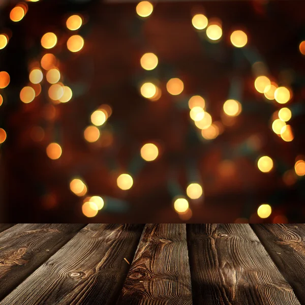 Kerstmis achtergrond met lege rustieke tabel Stockfoto