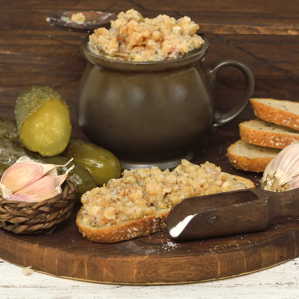 Bread, lard and pickles. — Stock Image Bread, lard and pickles. Royalty Free Stock Images
