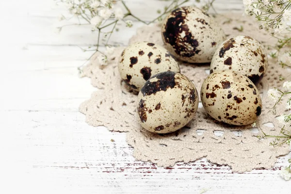 Easter composition of quail eggs — Stock Photo, Image