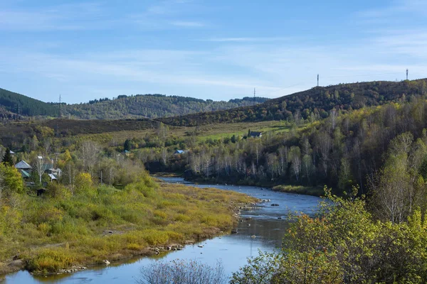 Vista Del Río Telbes Pueblo Mundybash Gornaya Shoria Región Kemerovo — Foto de Stock