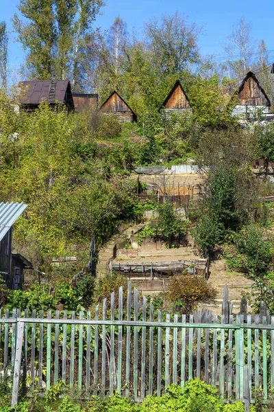 Soukromé Domy Zahradami Mundybash Gornaya Shoria Kemerovo Kraj Kuzbass Rusko — Stock fotografie