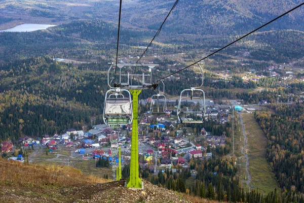 Teleférico Duplo Estância Esqui Sheregesh Kemerovo Regoin Kuzbass — Fotografia de Stock