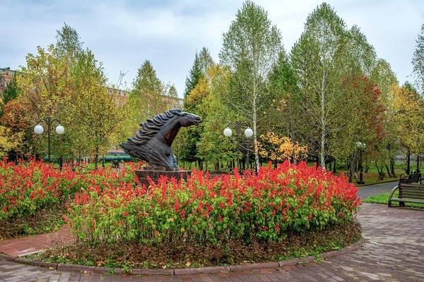 Tashtagol Russia September 2019 Skulptur Svetsning Fjärran Stadsparken Tashtagol Gornaya — Stockfoto