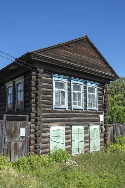 Starý Dřevěný Bytový Dům Mariinsk Kemerovo Kraj Kuzbass — Stock fotografie