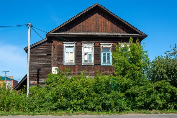 Мариинский Старый Деревянный Дом Историческом Центре Города Кемеровская Область Кузбасс — стоковое фото