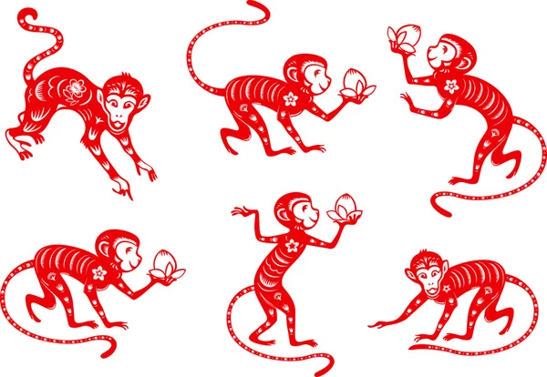 Μαϊμού. Κινεζικό χαρτί κοπεί συλλογή. — Διανυσματικό Αρχείο