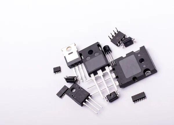 Electronic components with white background — Stock Photo, Image