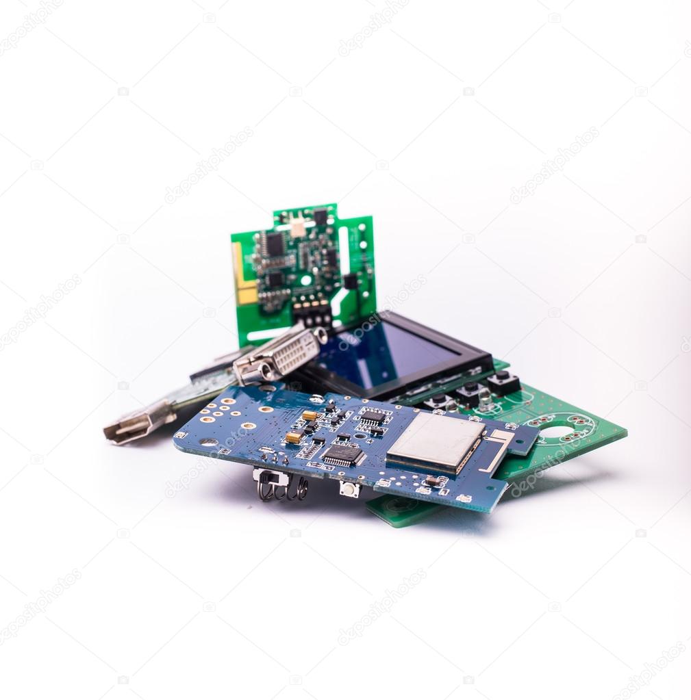 Electronic components with white background