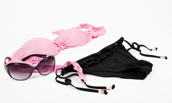 Růžové černé bikiny, samostatný — Stock fotografie