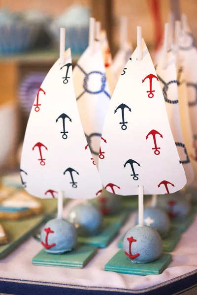 Dessert table in marina style — Stock Photo, Image