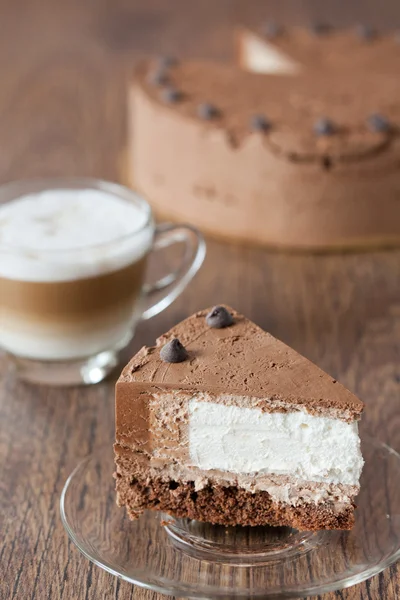 Piece of triple chocolate cake — Stock Photo, Image