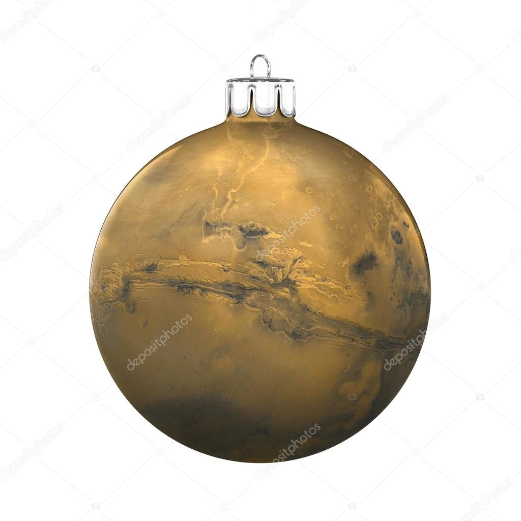 Perfect christmas ball Mars on white background