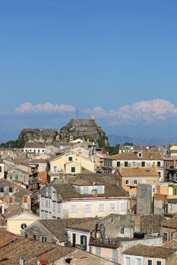 eski binalar ve kale Corfu town cityscape