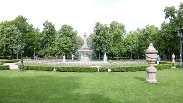 Fountain park Eger Ungern — Stockvideo
