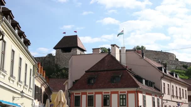 Oude stad en Fort Eger-Hongarije — Stockvideo