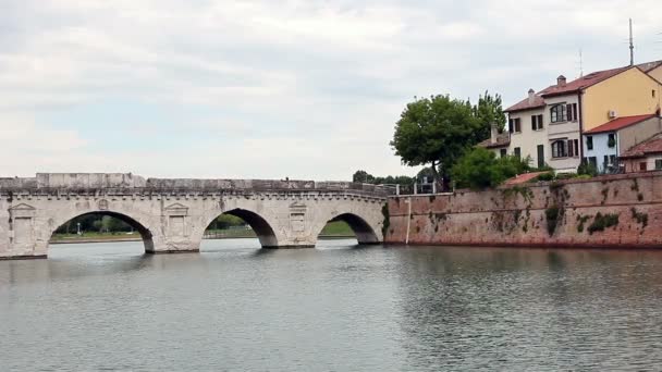 Мост Тиберия Римини — стоковое видео