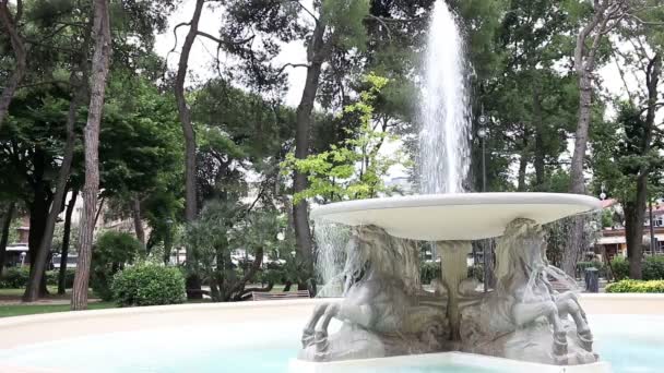 Berömda fontän av de fyra hästarna i Rimini Italien — Stockvideo