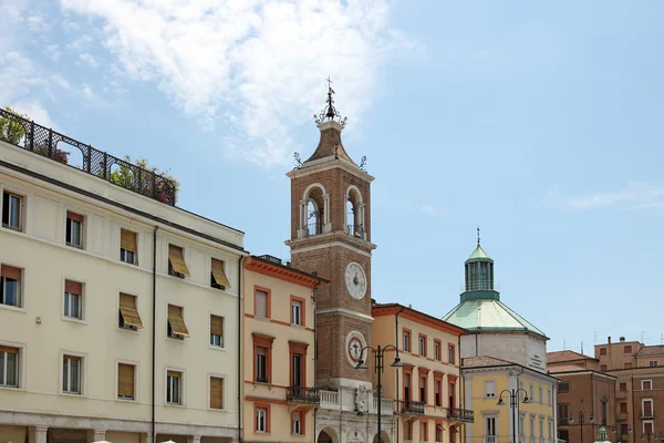 Clock tower and old buildings Piazza Tre Martiri Rimini Italy Royalty Free Stock Photos