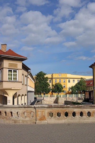 Вулиця зі старовинними будівлями Егер Угорщини — стокове фото