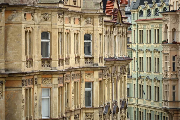Bâtiments Anciens Façade Fenêtres Dans Quartier Juif Prague — Photo