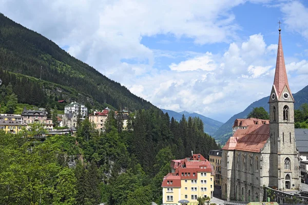 Εκκλησία Και Παλιά Κτίρια Bad Gastein Cityscape Αυστρία — Φωτογραφία Αρχείου