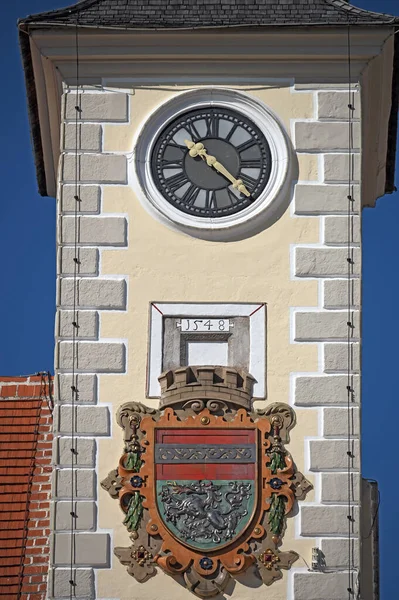 Church Tower Clock Detail Moedling Lower Austria — Fotografia de Stock