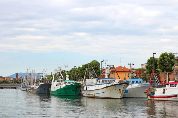 Rybářské Lodě Porto Canale Rimini Itálie — Stock fotografie