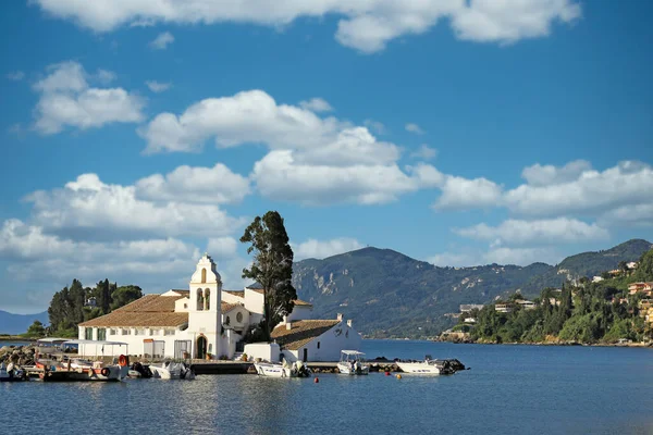 Monasterio Vlacherna Isla Corfú Grecia Temporada Verano — Foto de Stock