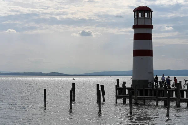 Faro Podersdorf See Austria — Foto Stock