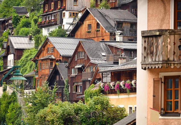 Old Wooden Houses Hallstatt Village Austria — Stock Photo, Image