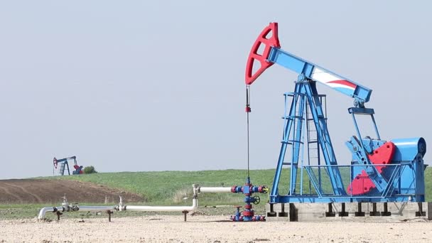 Les vérins de pompe à huile travaillent sur le terrain — Video