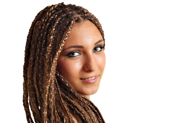 Hermosa chica con rastas cabello retrato — Foto de Stock