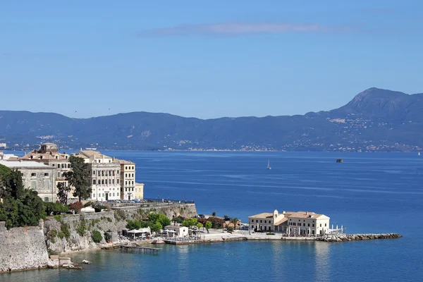 Corfu town ve deniz manzara Yunanistan