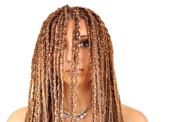 Girl with dreadlocks hair portrait — Stock Photo, Image