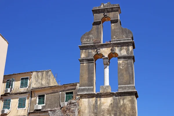 Ruínas igreja sino torre Corfu cidade — Fotografia de Stock