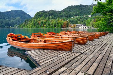 Tahta tekneler, Bled Gölü, yaz mevsimi