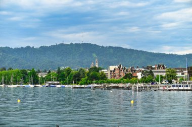 Zürih Gölü Yazın şehir manzaralı, Zürih, İsviçre