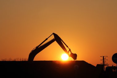 Ekskavatör inşaat site siluet