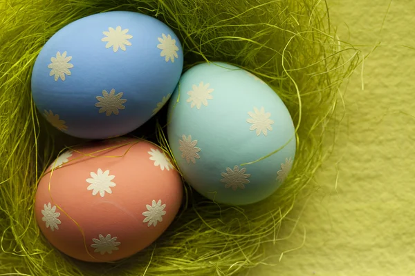 Huevos de Pascua en el nido —  Fotos de Stock